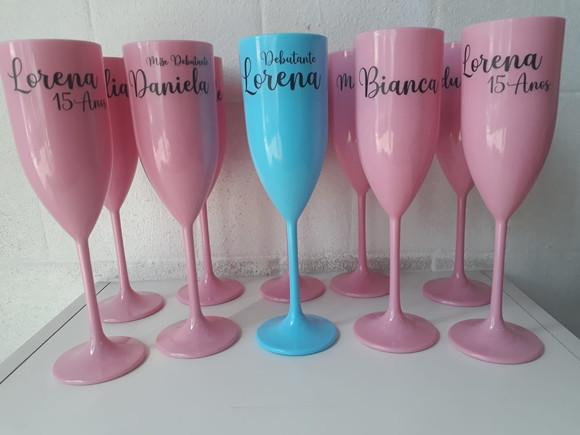 Kit 10 Taça de Champanhe Acrilica Personalizada