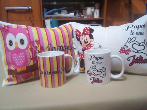 Kit Almofada e Caneca Personaliza c/ Frase Personalizada