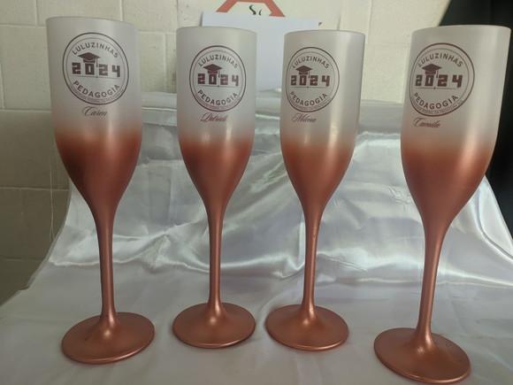 Kit Taça de Champanhe Degradê Rosê - 15 Unidades