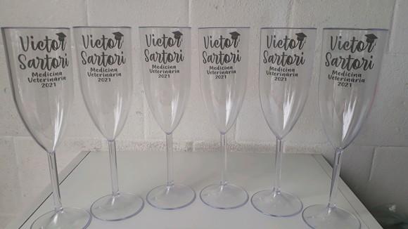 Taça de Champanhe Transparente com Led