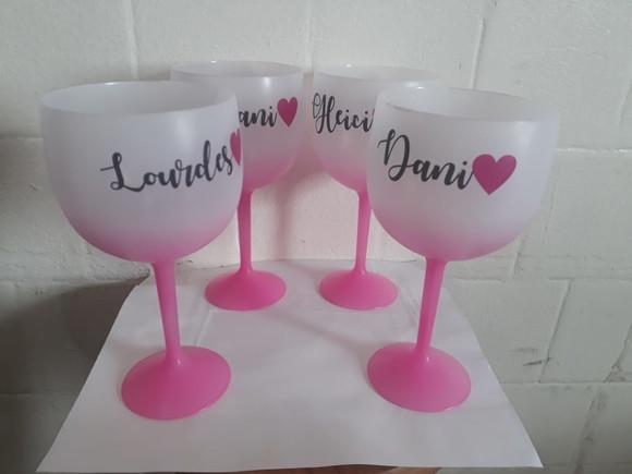 Taça Gin Degradê Rosa Personalizada