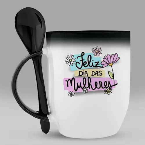 Caneca Mágica Preta Dia das Mulheres Personalizada