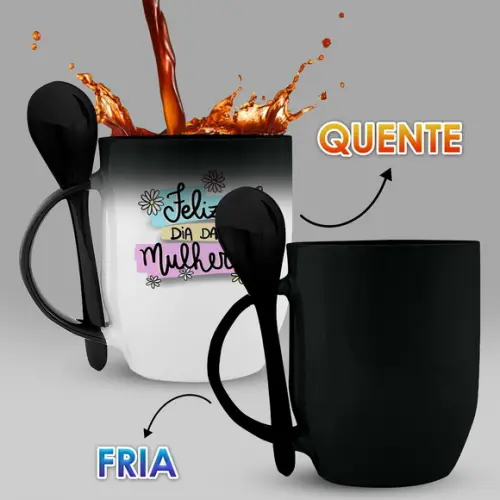 Caneca Mágica Preta Dia das Mulheres Personalizada