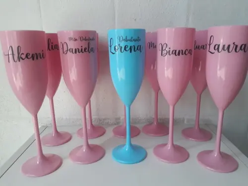 Kit 10 Taça de Champanhe Acrilica Personalizada