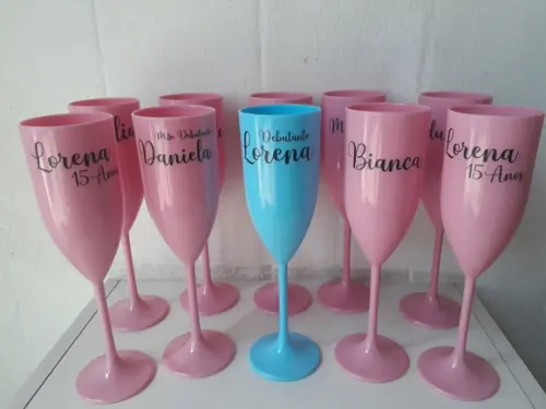 Kit 10 Taça de Champanhe Acrilica Personalizada