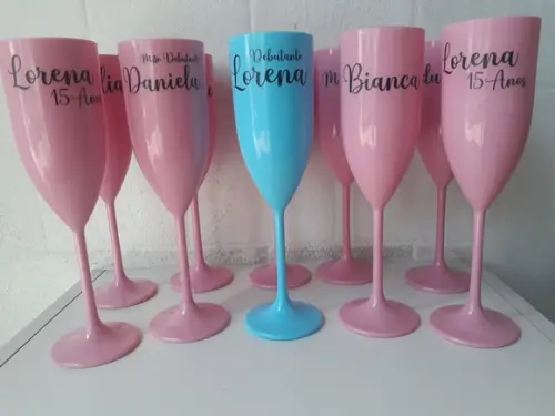 Kit 10 Taça de Champanhe Acrilica Personalizada