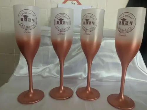 Kit Taça de Champanhe Degradê Rosê - 15 Unidades