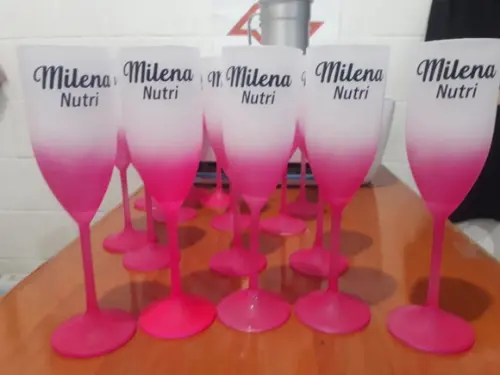Kit Taça de Champanhe Degradê Rosê - 15 Unidades