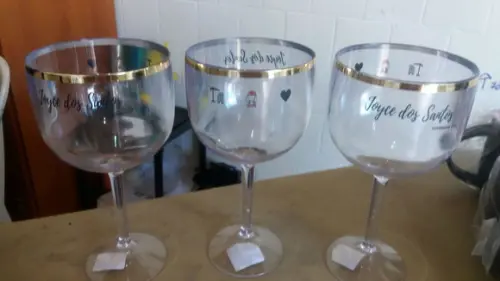 Kit Taça de Gin Transparente com Borda Dourada