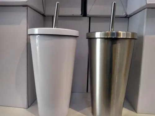 Twister de Inox Prata Térmico com Tampa e Canudo