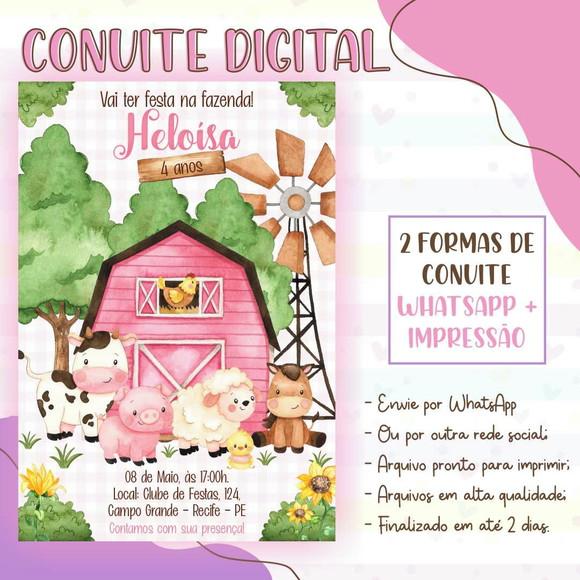 Convite Digital Fazendinha Rosa
