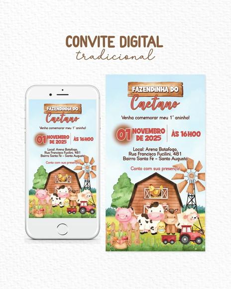 Convite Digital Fazendinha Aquarela Menino