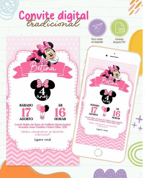 Convite Digital Minnie Rosa
