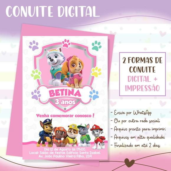 Convite Digital Patrulha Canina Feminino