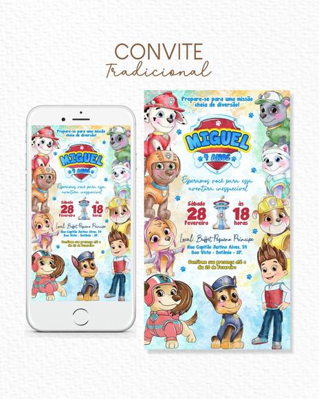 Convite Digital Patrulha Canina Aquarela