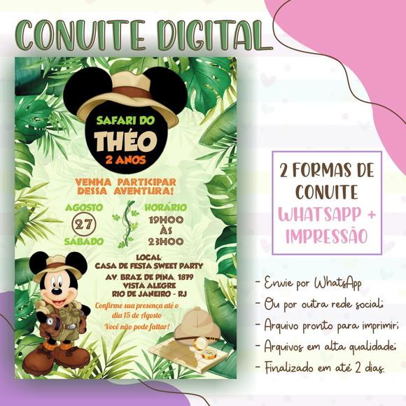 Convite Digital Safari do Mickey