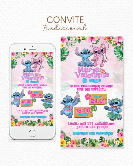 Convite Digital Stitch e Angel