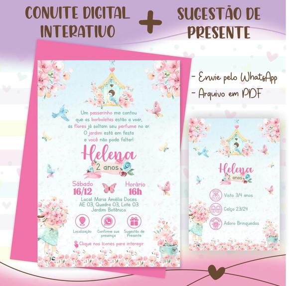 Convite Interativo Jardim Encantado e Sugestão de Presente