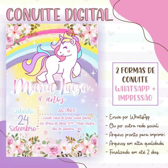 Convite Digital Unicórnio Menina