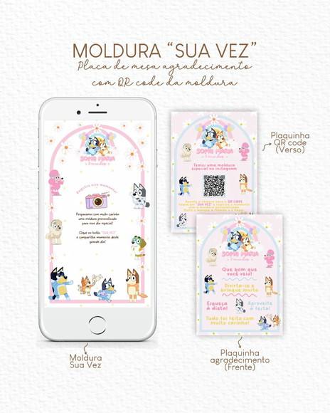 Moldura Sua Vez e Plaquinha de Mesa com Qr Code