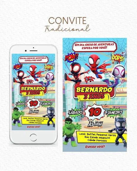 Convite Digital Spidey e Seus Amigos Espetaculares