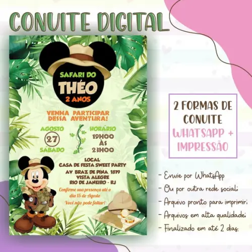 Convite Digital Safari do Mickey
