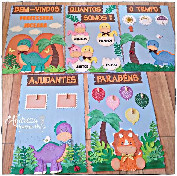 Kit Sala de Aula 5 Painéis Dinos