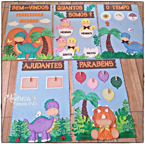 Kit Sala de Aula 5 Painéis Dinos