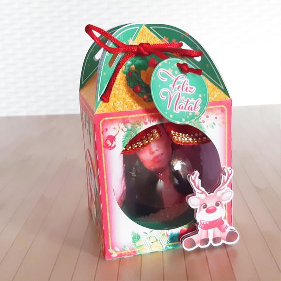 Caixa com Esfera e Foto - Natal Feliz