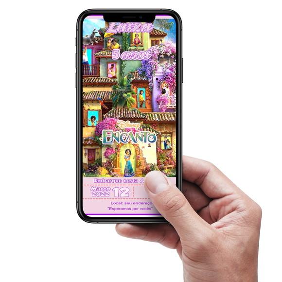 Convite Digital Encanto Disney Rosa