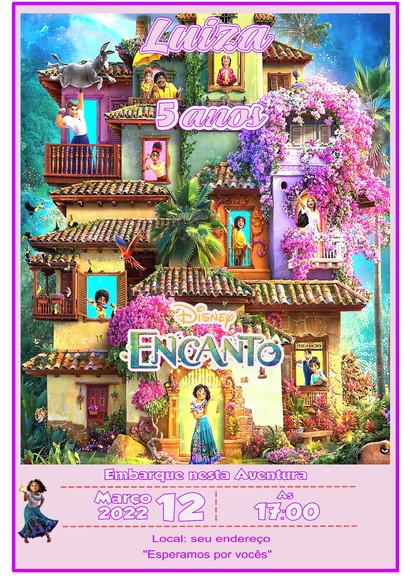 Convite Digital Encanto Disney Rosa