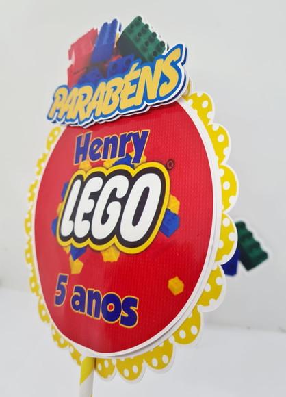 Kit Display e Topo de Bolo Lego