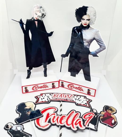 Kit Topo de Bolo e Display Cruella