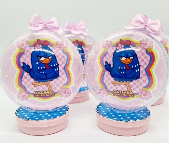 Latinha Acrílica com Esfera Galinha Pintadinha