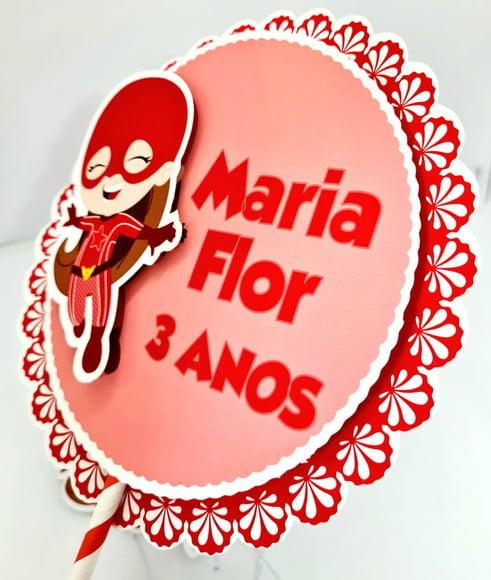 Topo de Bolo Aventureira Vermelha