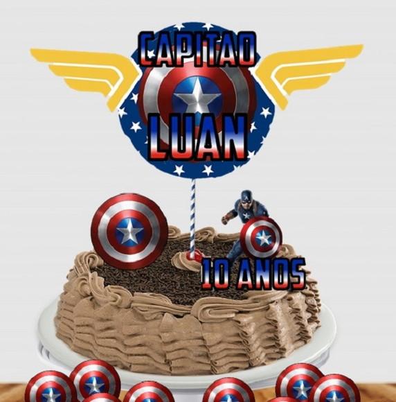 Topo de Bolo Capitão América