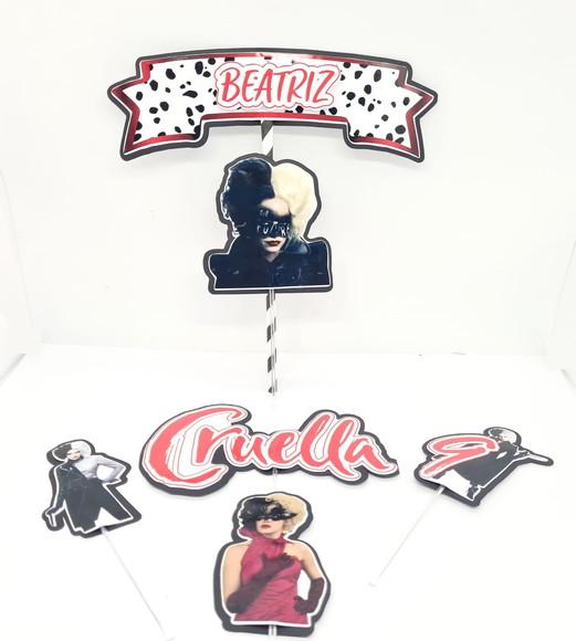 Topo de Bolo Cruella