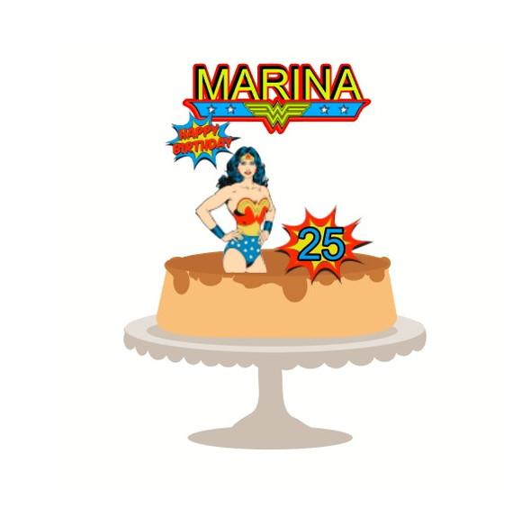 Topo de Bolo Mulher Maravilha