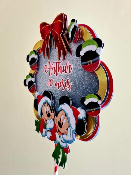 Topo de Bolo Natal com Mickey