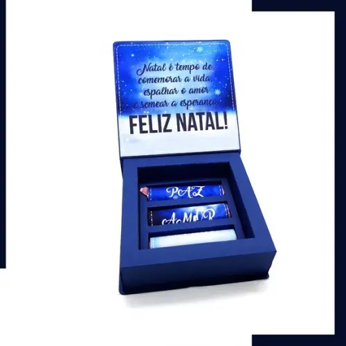 Caixa Batom - Natal Azul (já com Chocolate)