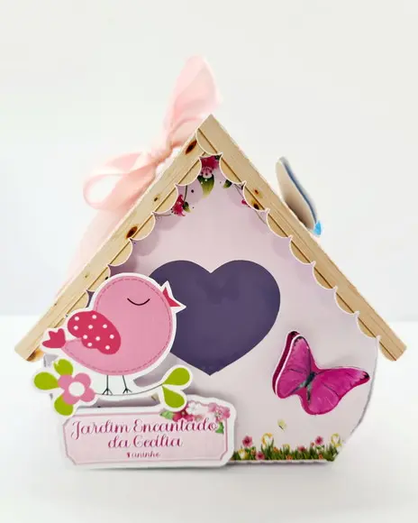 Caixa Casinha Jardim Encantado Rosa