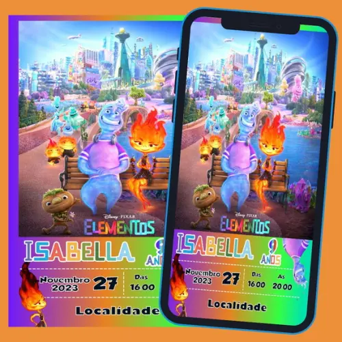 Convite Digital Elementos Disney