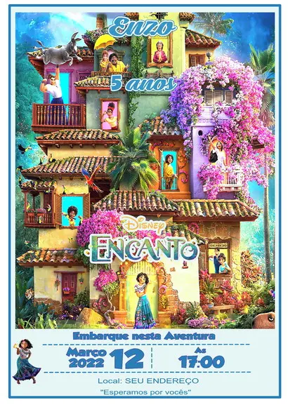 Convite Digital Encanto Disney Azul