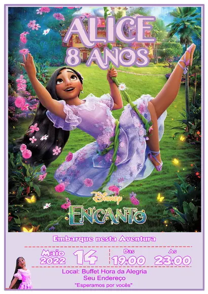 Convite Digital Encanto Disney Isabela