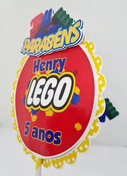 Kit Display e Topo de Bolo Lego