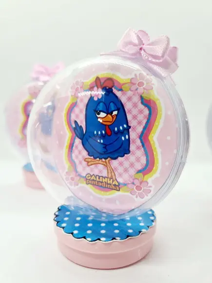 Latinha Acrílica com Esfera Galinha Pintadinha