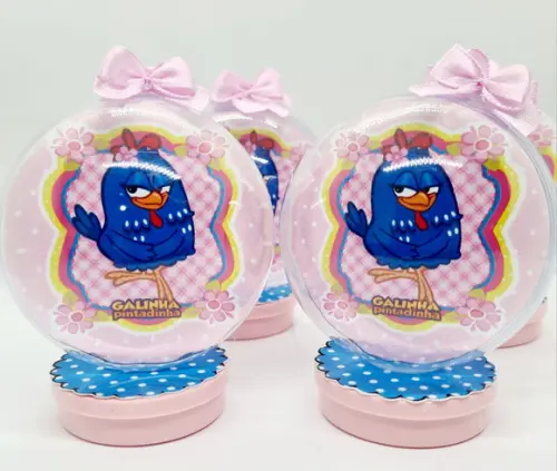 Latinha Acrílica com Esfera Galinha Pintadinha
