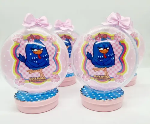 Latinha Acrílica com Esfera Galinha Pintadinha