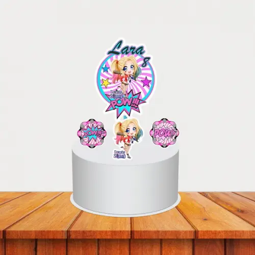 Topo de Bolo Arlequina Cute