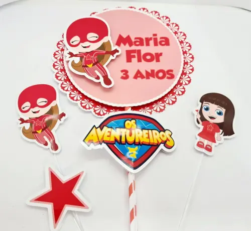 Topo de Bolo Aventureira Vermelha